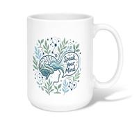 Taza de café de cerámica con cita motivacional Speak Your Mind Cita Cerebro | Ilustración botánica, taza de té, cita motivacional, conciencia de salud mental, decoración de escritorio de oficina