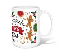 Taza de café de cerámica con cita navideña de galletas de jengibre para | Patrón de hombre de jengibre, taza de té, detalles de bayas de acebo, cita festiva, acogedora decoración de cocina de
