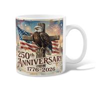 Taza de café de cerámica con diseño de águila, bandera patriótica, fuegos artificiales, aniversario, taza de chocolate caliente con asa, ideal para amigos, familiares, amantes, ancianos, compañeros de
