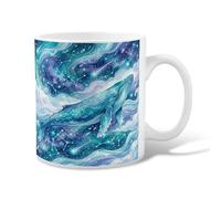 Taza de café de cerámica con diseño de ballena, estrellas cósmicas y nubes, ninguna azul, novedosa taza para beber con asa, ideal para amistad, familia, colegas, personal, novios, profesores, 11 onzas