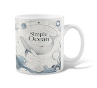 Taza de café de cerámica con diseño de ballena, náutica, minimalista, burbujas oceánicas, taza de té con asa, ideal para amigos, familiares, compañeros de trabajo, profesores, parejas, empleados, 325