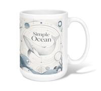 Taza de café de cerámica con diseño de ballena, náutica minimalista con burbujas oceánicas, taza de té azul novedosa con asa, ideal para amistad, familia, colegas, personal, novios, profesores, 15