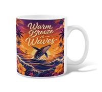 Taza de café de cerámica con diseño de ballena, playa tropical, hibisco, verano, naranja, taza de té con asa, ideal para amigos, familiares, compañeros de trabajo, profesores, parejas, empleados, 325