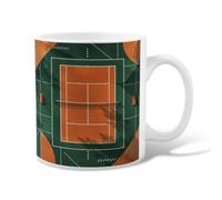 Taza de café de cerámica con diseño de cancha de tenis, formas modernas de líneas de verano, taza de té con asa, ideal para amigos, familiares, compañeros de trabajo, profesores, parejas, empleados