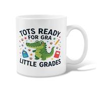 Taza de café de cerámica con diseño de cocodrilo, mochila colorida y divertida con diseño de estrellas de regreso al verde, tazas de trabajo con asa, ideal para amistad, familia, colegas, profesores