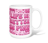 Taza de café de cerámica con diseño de corazones, divertida y moderna, con texto en inglés "Summer Peach Novedad", con asa, ideal para amistad, familia, colegas, profesores, personal de novia, 15
