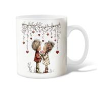 Taza de café de cerámica con diseño de corazones, flores románticas y fantasías, ramas de San Valentín, tazas de trabajo con asa, regalo para amigos, familiares, compañeros de trabajo, profesores
