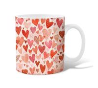 Taza de café de cerámica con diseño de corazones, romántica y juguetona con diseño de lunares, rayas rojas de San Valentín, con asa, regalo para amigos, familiares, compañeros de trabajo, amantes de