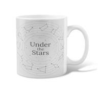 Taza de café de cerámica con diseño de estrellas, moderna y minimalista, constelaciones, círculos, ninguno, color blanco, novedosa taza de chocolate caliente con asa, ideal para amigos, familiares