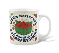 Taza de café de cerámica con diseño de fresas, diseño rústico de flores, color rojo de verano, taza de chocolate caliente con asa, ideal para amigos, familiares, compañeros de trabajo, profesores