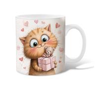 Taza de café de cerámica con diseño de gato, bonita caja de regalo de oso juguetón, taza de chocolate caliente con asa, regalo para amistad, familia, colegas, profesores, personal de novia, 11 onzas