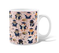 Taza de café de cerámica con diseño de gato, celebratoria, divertida gorra de graduación, diploma, melocotón, taza para beber con asa, ideal para amistad, familia, colegas, personal, novios