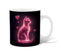 Taza de café de cerámica con diseño de gato, corazones modernos y brillantes N/a melocotón, taza de té novedosa con asa, regalo para amistad, familia, colegas, personal, novios, profesores, 325 ml