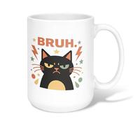 Taza de café de cerámica con diseño de gato, divertida y moderna estrella de relámpago, no negra, taza de té con asa, ideal para amistad, familia, colegas, profesores, personal de novia, 15 onzas