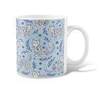 Taza de café de cerámica con diseño de gato, hojas juguetonas y estrellas, ninguna azul, novedosa taza para beber de oficina con asa, ideal para amistad, familia, colegas, personal, novios, profesores