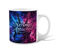 Taza de café de cerámica con diseño de guitarra, notas musicales vibrantes, estrellas, ninguna violeta, taza de té con asa, ideal para amistad, familia, colegas, profesores, personal de novia, 325 ml