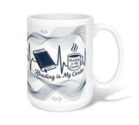 Taza de café de cerámica con diseño de libro, literaria contemporánea, latido del corazón, sin azul marino, novedosa taza de chocolate caliente con asa, ideal para amistad, familia, colegas, personal
