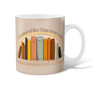 Taza de café de cerámica con diseño de libros, educativa, casual, texto de arco iris, para regreso a clases, taza de chocolate caliente con asa, regalo para amistad, familia, colegas, profesores