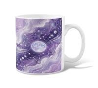 Taza de café de cerámica con diseño de luna, estrellas cósmicas, nubes, ninguna violeta, novedosa taza de trabajo con asa, ideal para amistad, familia, colegas, profesores, personal de novia, 325 ml