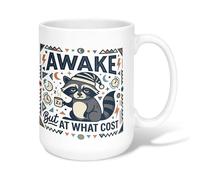 Taza de café de cerámica con diseño de mapache, reloj de dibujos animados, color negro, chocolate caliente con asa, ideal para amigos, familiares, compañeros de trabajo, amantes de la tercera edad, 15