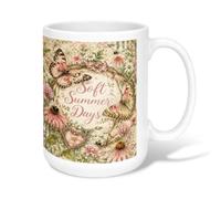Taza de café de cerámica con diseño de mariposa, corona de flores vintage de verano, melocotón, taza de té con asa, ideal para amigos, familiares, compañeros de trabajo, profesores, parejas, empleados