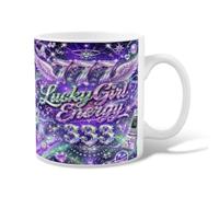 Taza de café de cerámica con diseño de mariposas, alas fantásticas y estrellas, ninguna violeta, tazas de trabajo con asa, ideal para amistad, familia, colegas, personal, novios, profesores, 11 onzas