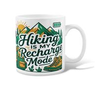 Taza de café de cerámica con diseño de montañas, aventura al aire libre, árboles de sol, verano, verde, novedosa, taza de trabajo con asa, ideal para amistad, familia, colegas, personal, novios