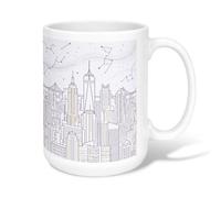 Taza de café de cerámica con diseño de paisaje urbano, moderna, minimalista, constelaciones, estrellas, ninguna, taza de té con asa, ideal para amistad, familia, colegas, personal, novios, profesores