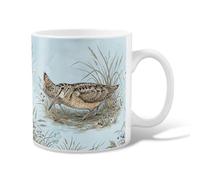 Taza de café de cerámica con diseño de pájaro, naturaleza artística, bayas, primavera, azul, novedad, oficina, taza con asa, ideal para amigos, familiares, amantes, ancianos, compañeros de trabajo