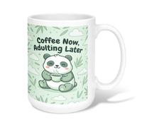 Taza de café de cerámica con diseño de panda, taza de té de dibujos animados juguetona nubes ninguna verde novedosa taza de té con asa, ideal para amistad, familia, colegas, personal, novios