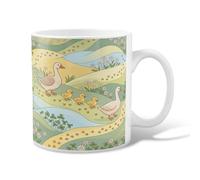 Taza de café de cerámica con diseño de pato, flor de pollito primaveral, verde, novedosa taza de chocolate caliente con asa, ideal para amigos, familiares, compañeros de trabajo, profesores, parejas