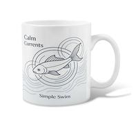 Taza de café de cerámica con diseño de peces, minimalista, contemporánea, círculos, ninguno blanco, novedosa taza de té con asa, ideal para amistad, familia, colegas, personal, novios, profesores, 11