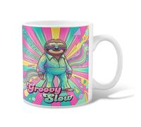 Taza de café de cerámica con diseño de perezoso, diseño retro colorido de durazno, taza de té con asa, ideal para amistad, familia, colegas, profesores, personal de novia, 325 ml