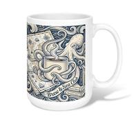 Taza de café de cerámica con diseño de pulpo, náutica, vintage, brújula, mapa, ninguno, azul marino, taza de té novedosa con asa, ideal para amigos, familiares, compañeros de trabajo, profesores