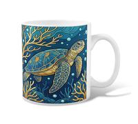 Taza de café de cerámica con diseño de tortuga, burbujas de coral de naturaleza marina con asa, ideal para amigos, familiares, compañeros de trabajo, profesores, parejas, empleados, 325 ml