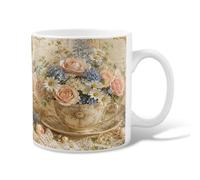 Taza de café de cerámica con diseño vintage, romántico, crisantemo no me olvides de primavera, melocotón pastel, taza de té con asa, ideal para amigos, familiares, compañeros de trabajo, profesores