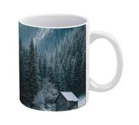 Taza de café de cerámica con estampado "Edge of the Winter Realm", 325 ml, apta para microondas y lavavajillas. Ideal como regalo para Navidad, cumpleaños, San Valentín o inauguración de la casa.