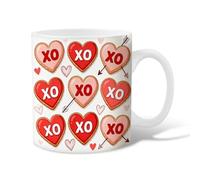 Taza de café de cerámica con forma de corazón, punta de flecha de San Valentín Xo Valentine roja, novedosa taza de chocolate caliente con asa, regalo para amigos, familiares, compañeros de trabajo
