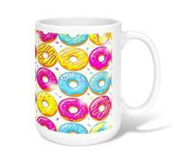 Taza de café de cerámica con forma de dona, divertida y divertida taza de chocolate caliente con asa, ideal para amistad, familia, colegas, personal, novios, profesores, 15 onzas