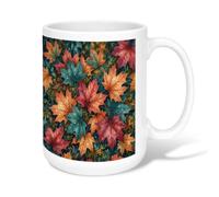 Taza de café de cerámica con hojas de arce, gotas de rocío naturales de temporada, hojas rojas, naranja otoñal, taza de té novedosa con asa, ideal para amigos, familiares, compañeros de trabajo