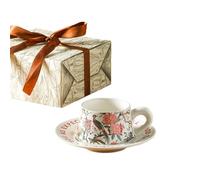 Taza de café de cerámica con platillo, taza interior de gato 3D con asa y cuchara, tazas de té con figura de animal para bar, hogar, oficina (red bird, 1pcs)