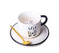 Taza de café de cerámica con platillo, taza interior de gato 3D con asa y cuchara, tazas de té con figura de animal para bar, hogar, oficina (gray, 1pcs)