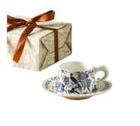 Taza de café de cerámica con platillo, taza interior de gato 3D con asa y cuchara, tazas de té con figura de animal para bar, hogar, oficina (Cyan bird, 1pcs)