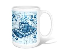 Taza de café de cerámica con teclado, diseño de vapor moderno con asa, ideal para amigos, familiares, compañeros de trabajo, amantes de la tercera edad, 15 onzas