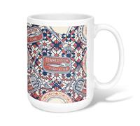 Taza de café de cerámica con tenedor, plato de pescado náutico clásico, taza de té con asa, ideal para amigos, familiares, compañeros de trabajo, profesores, parejas, empleados, 15 onzas