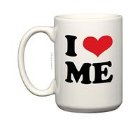 Taza de café de cerámica con texto en inglés "I Love Me", tamaño grande, 15 onzas, diseño de El Grande