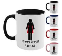 Taza de café de cerámica con texto en inglés "It Was Never a Dress" de 325 ml, taza de café de cerámica para el desarrollo térmico de la creatividad, regalos únicos para mujeres (negro)