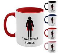 Taza de café de cerámica con texto en inglés "It Was Never a Dress" de 325 ml, taza de café de cerámica para el desarrollo térmico de la creatividad, regalos únicos para mujeres (rojo)