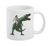 Taza de café de cerámica con texto en inglés "Jesus Riding a T-Rex", tazas de regalo novedosas para café, té y bebidas calientes, 11 onzas, color blanco