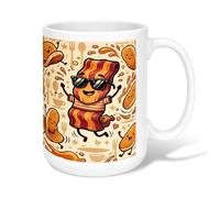 Taza de café de cerámica con tocino, divertidas estrellas de patata y ninguna marrón, tazas de trabajo novedosas con asa, ideal para amistad, familia, colegas, profesores, personal de novia, 15 onzas